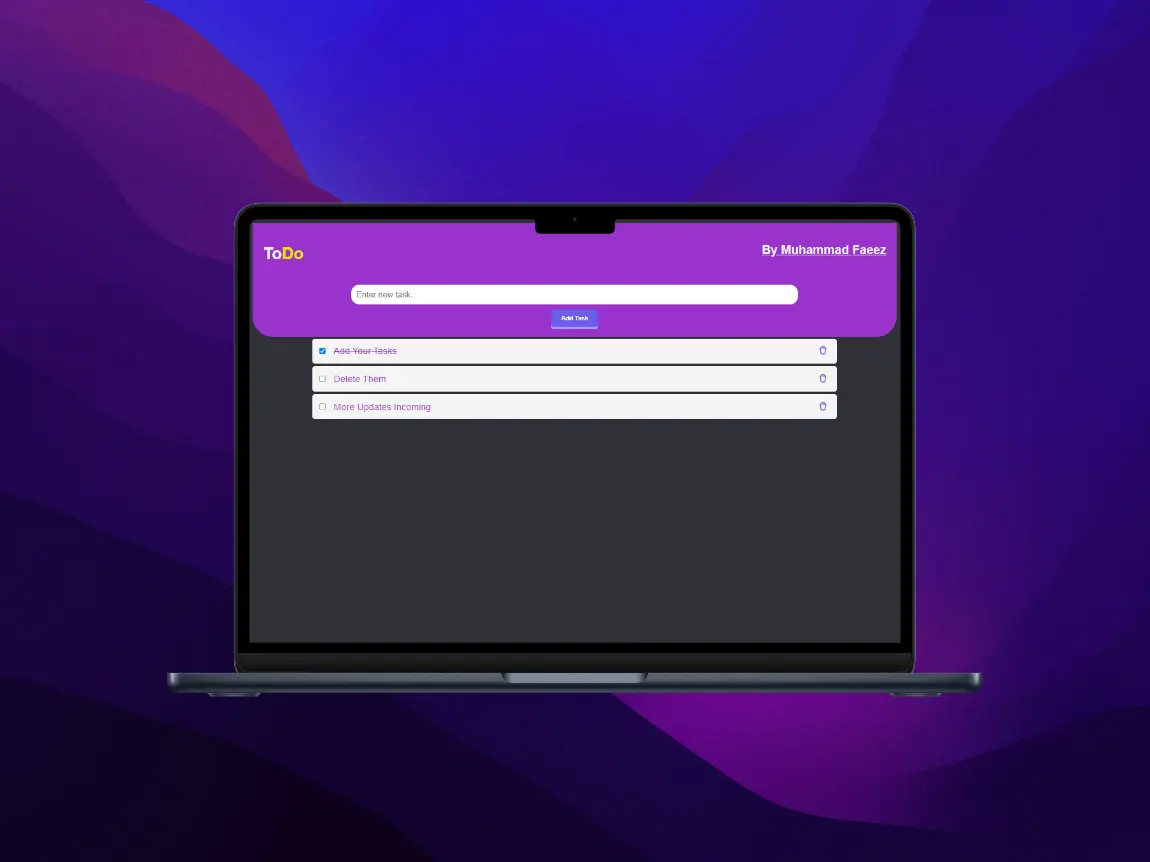 ui of todo app by Faeez